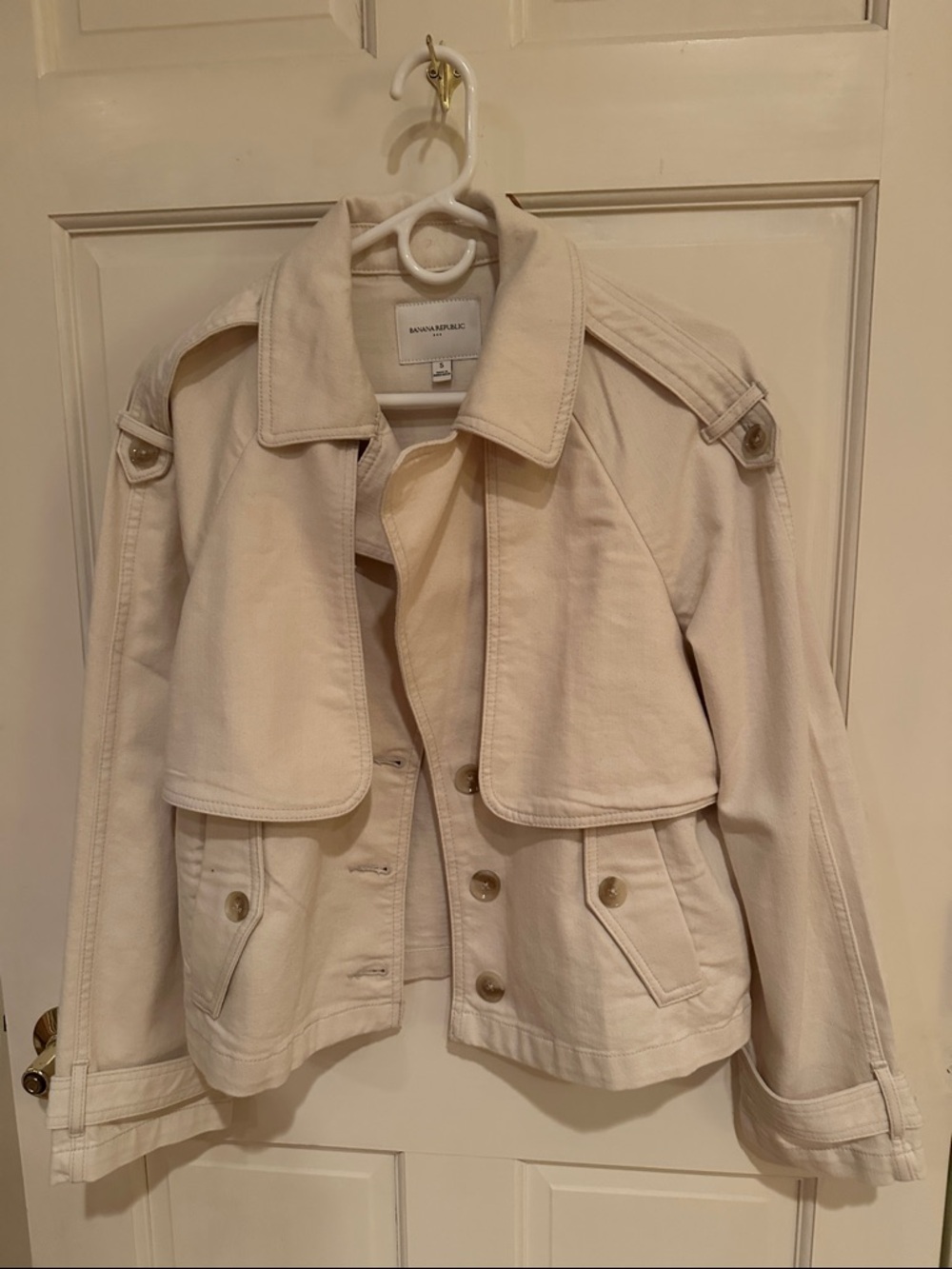 Banana Republic Cream Trench-Inspired Short Jacket